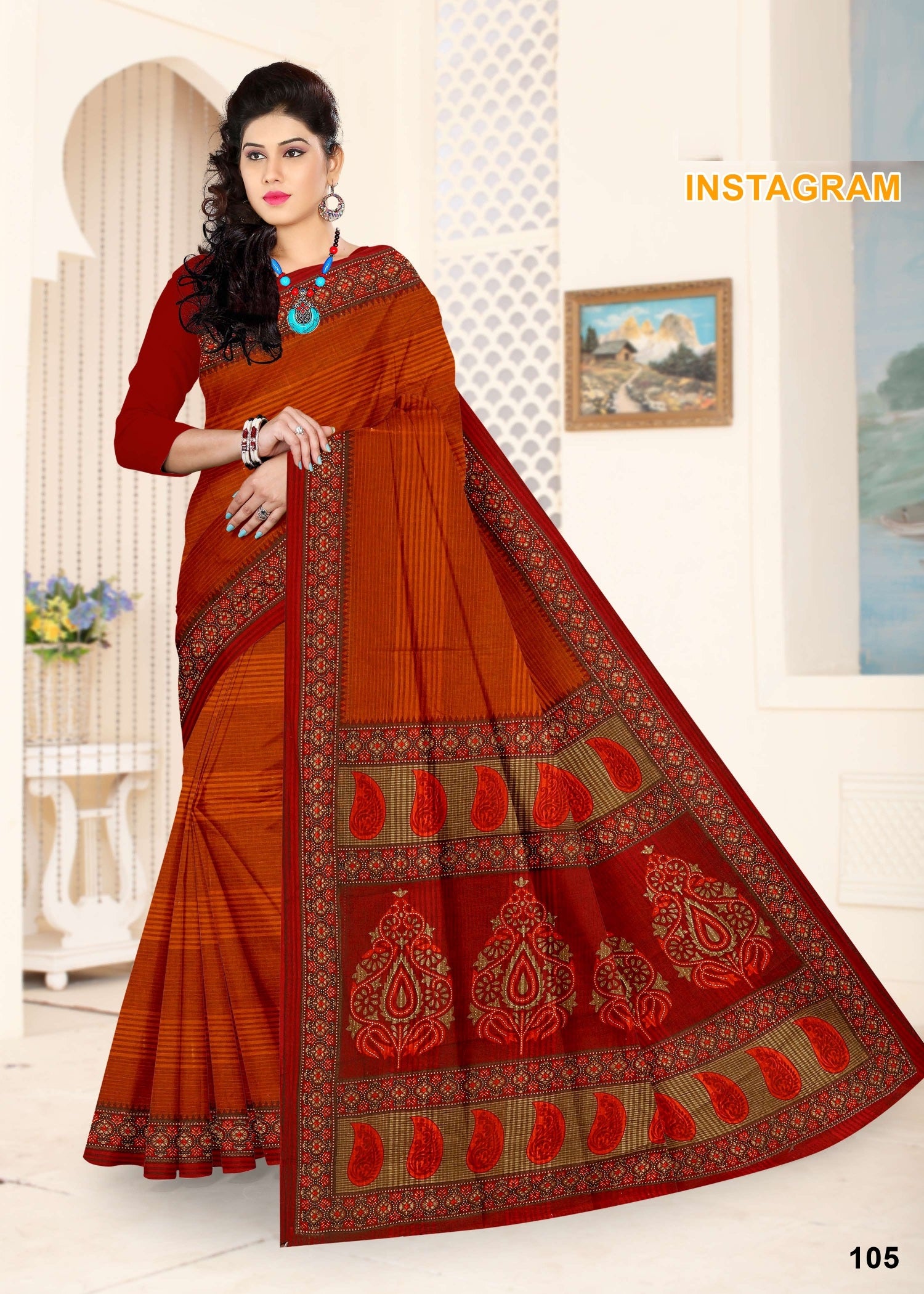 Instagram Cotton Printed Saree Set – 08 Pcs -Pure Cotton Sarees - M.R. Saree Emporium