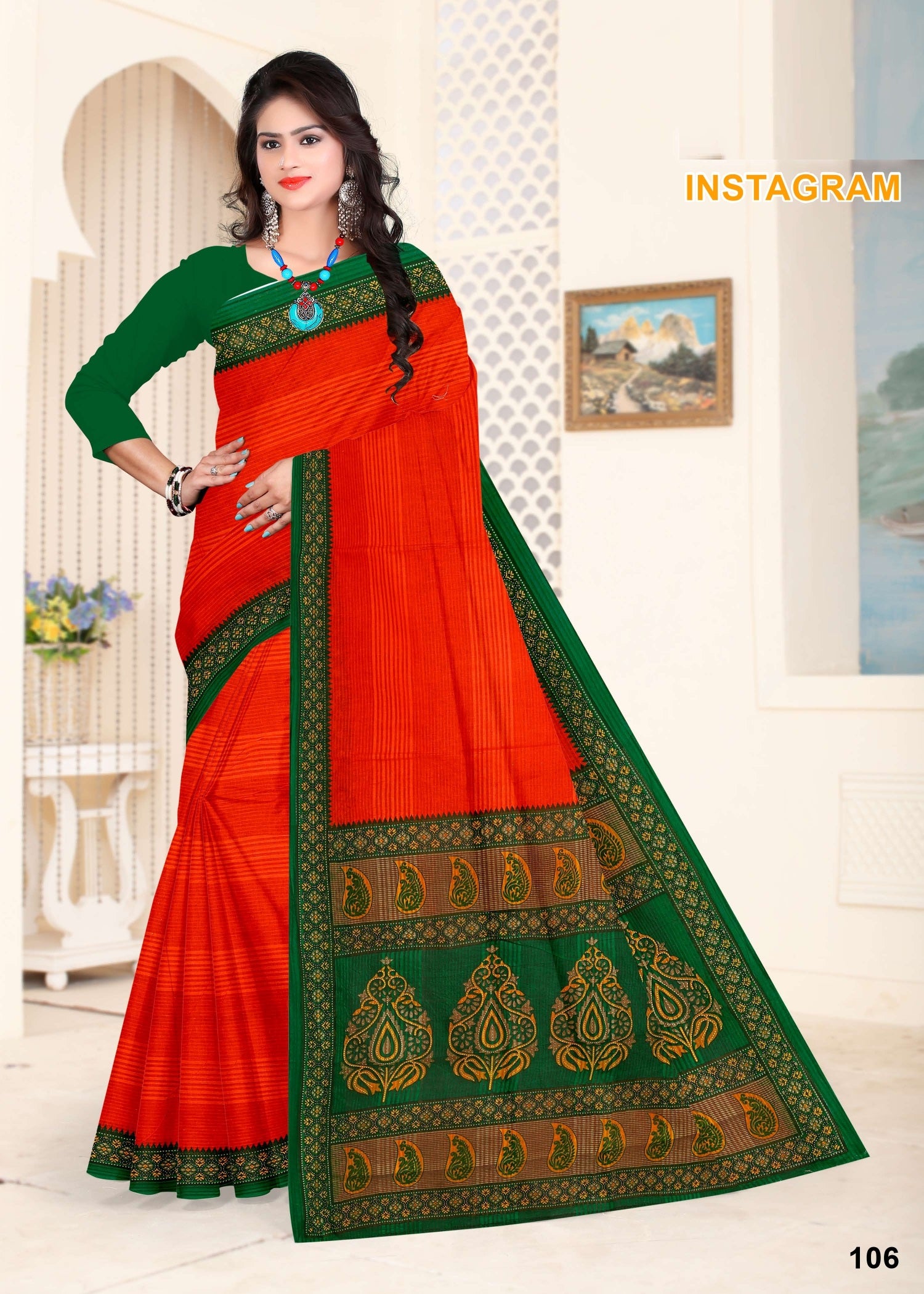 Instagram Cotton Printed Saree Set – 08 Pcs -Pure Cotton Sarees - M.R. Saree Emporium