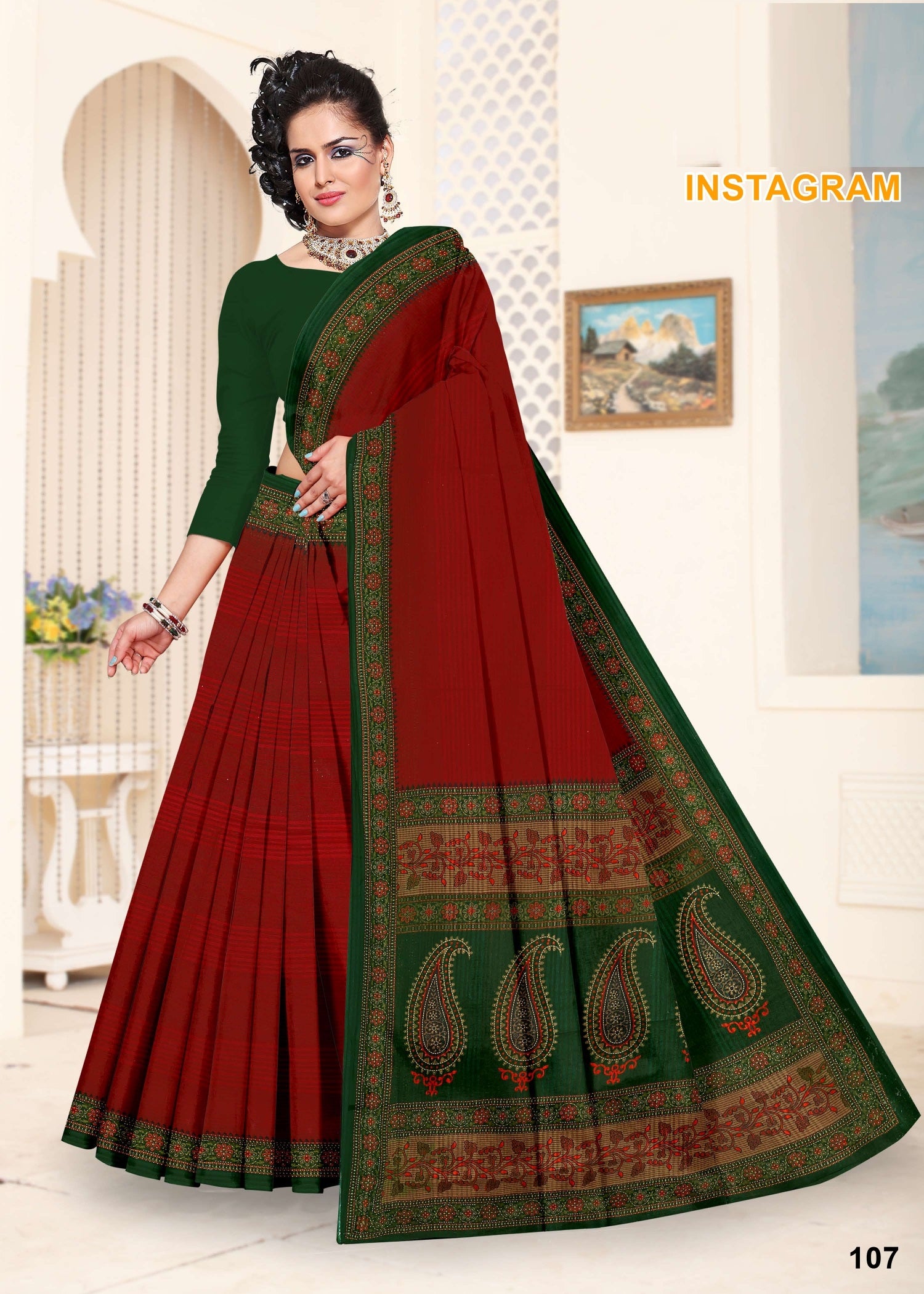 Instagram Cotton Printed Saree Set – 08 Pcs -Pure Cotton Sarees - M.R. Saree Emporium