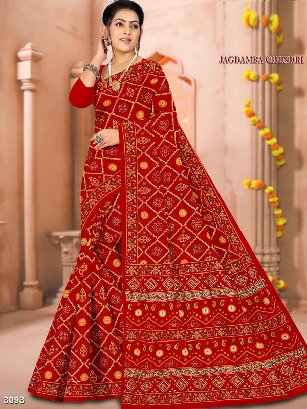 Jagdamba Chundri Cotton Fancy Printed Saree – M.R. Saree Emporium