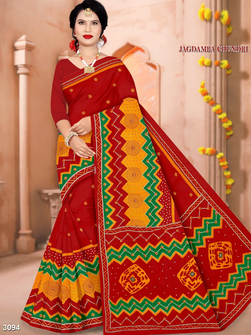 Jagdamba Chundri Cotton Fancy Printed Saree – M.R. Saree Emporium