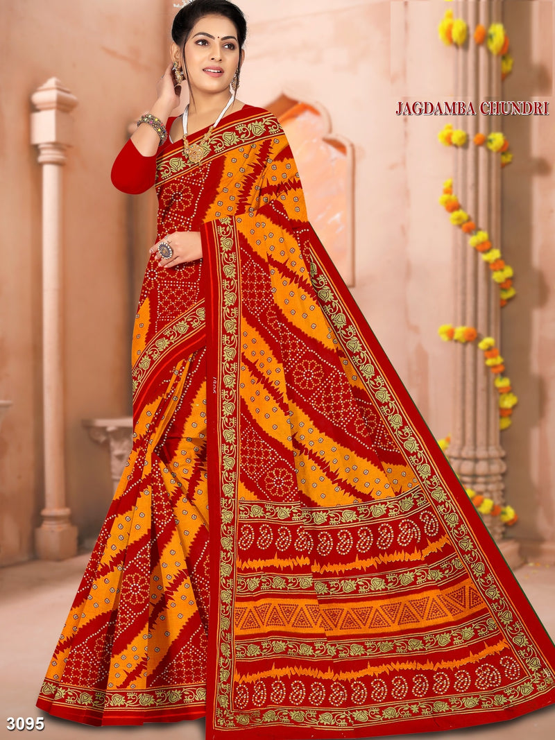 Jagdamba Chundri Cotton Fancy Printed Saree – M.R. Saree Emporium