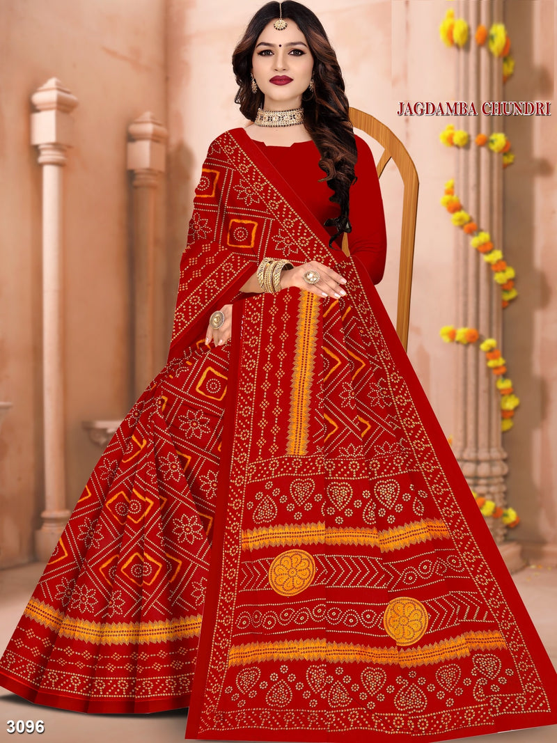 Jagdamba Chundri Cotton Fancy Printed Saree – M.R. Saree Emporium