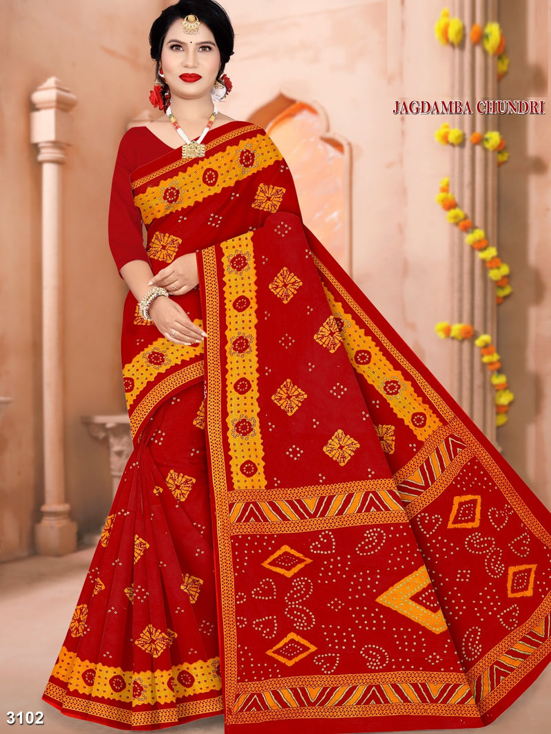 Jagdamba Chundri Cotton Fancy Printed Saree – M.R. Saree Emporium