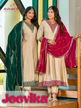 Jeevika Vichitra Silk Top Bottom Dupatta 3 PCS Flare Set–4 Pcs Set- M.R. Saree Emporium