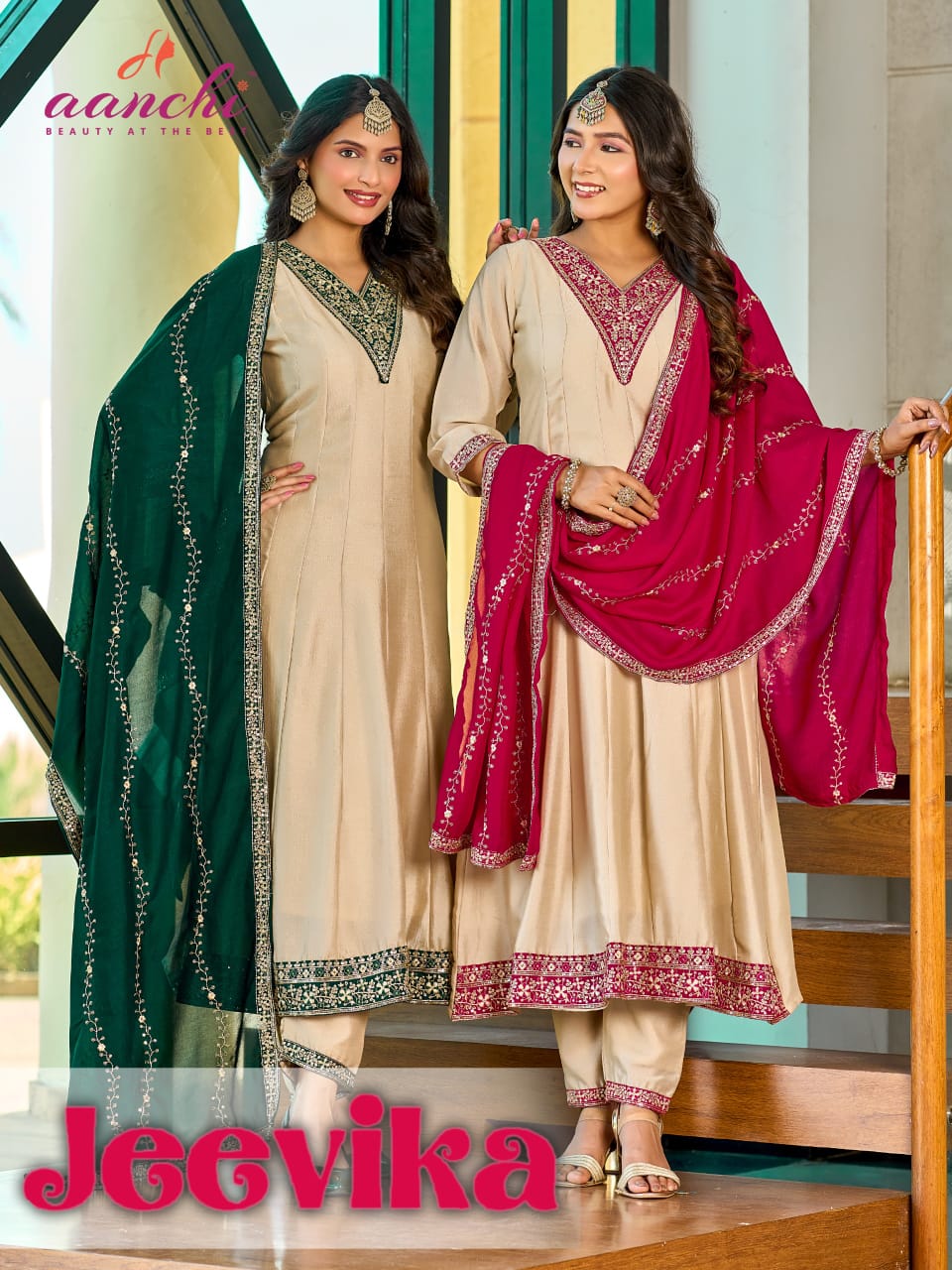 Jeevika Vichitra Silk Top Bottom Dupatta 3 PCS Flare Set–4 Pcs Set- M.R. Saree Emporium