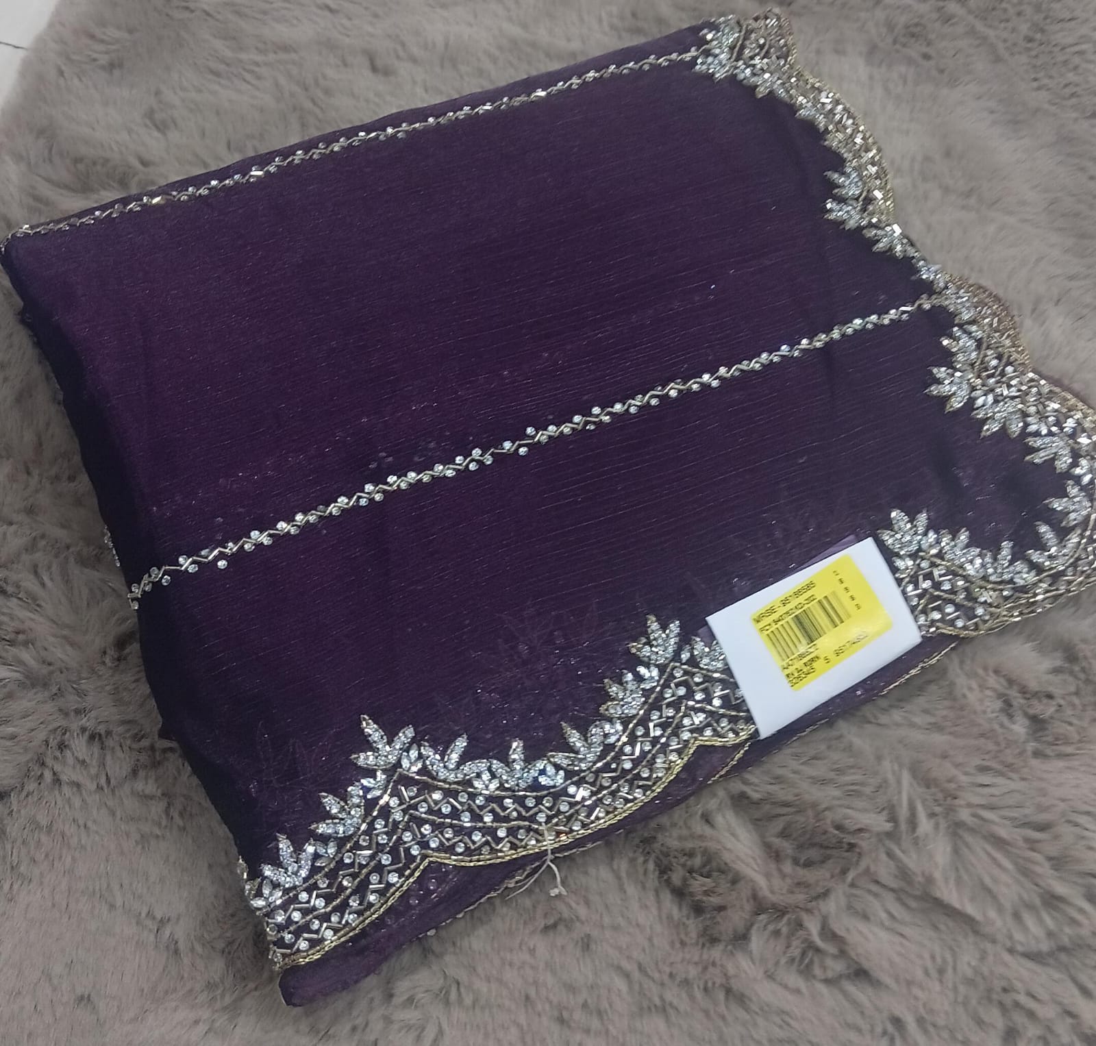 Jimmy Choo Embroidered Partywear Saree with Silver Border – Set of 05 M.R. Saree Emporium