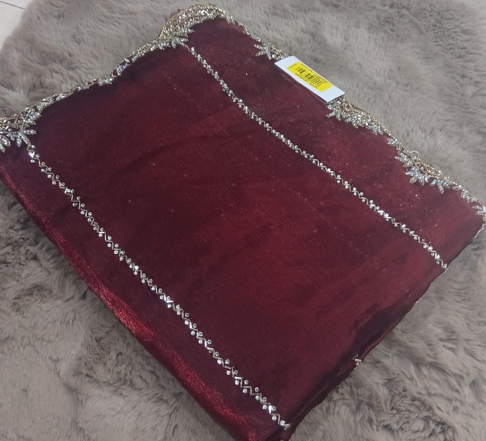 Jimmy Choo Embroidered Partywear Saree with Silver Border – Set of 05 M.R. Saree Emporium