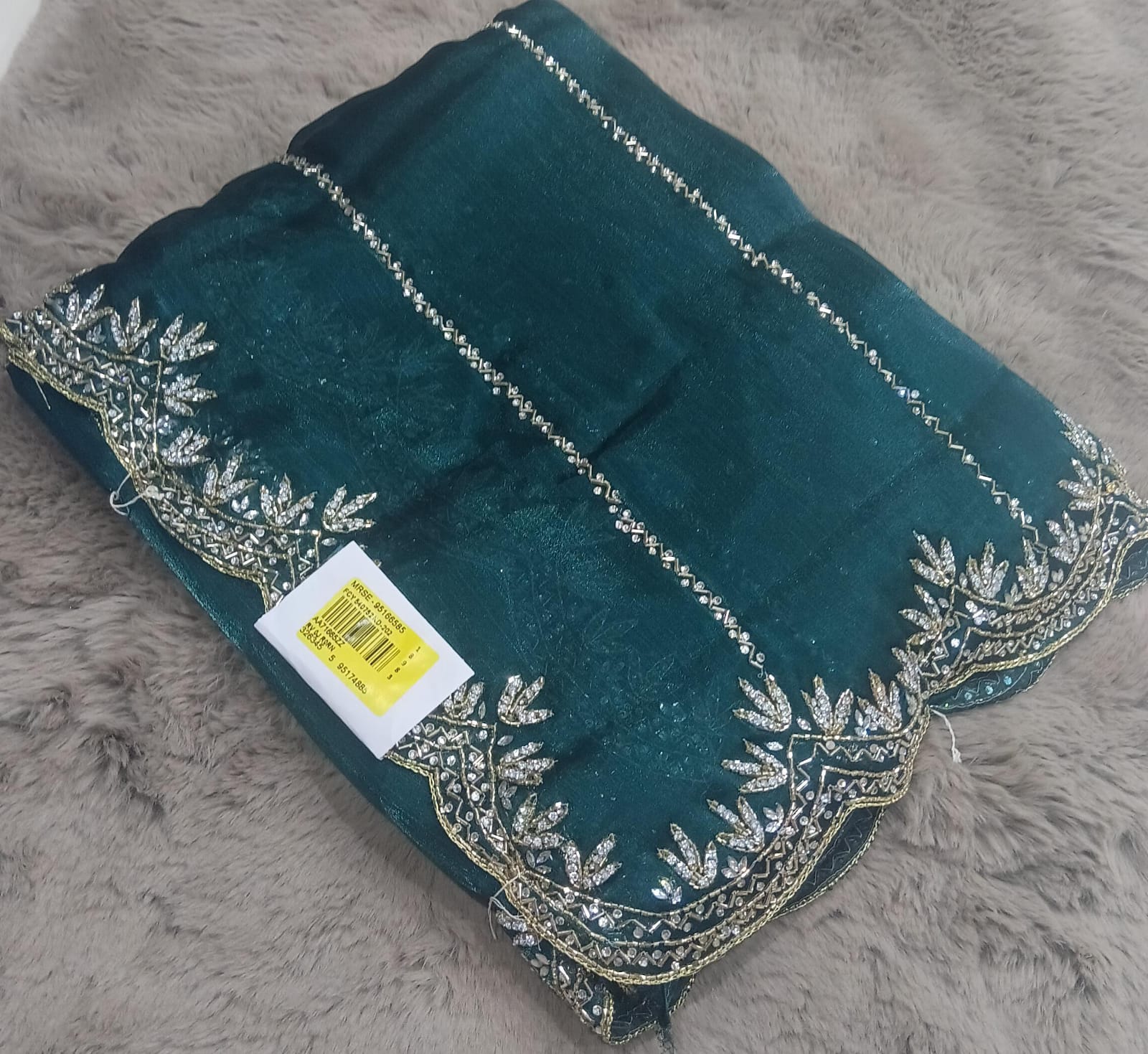 Jimmy Choo Embroidered Partywear Saree with Silver Border – Set of 05 M.R. Saree Emporium