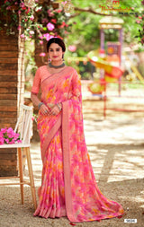 Krishnaleela Julliana-2 Fancy Fabrics Printed Saree with Designer Border - 8 PCS Set