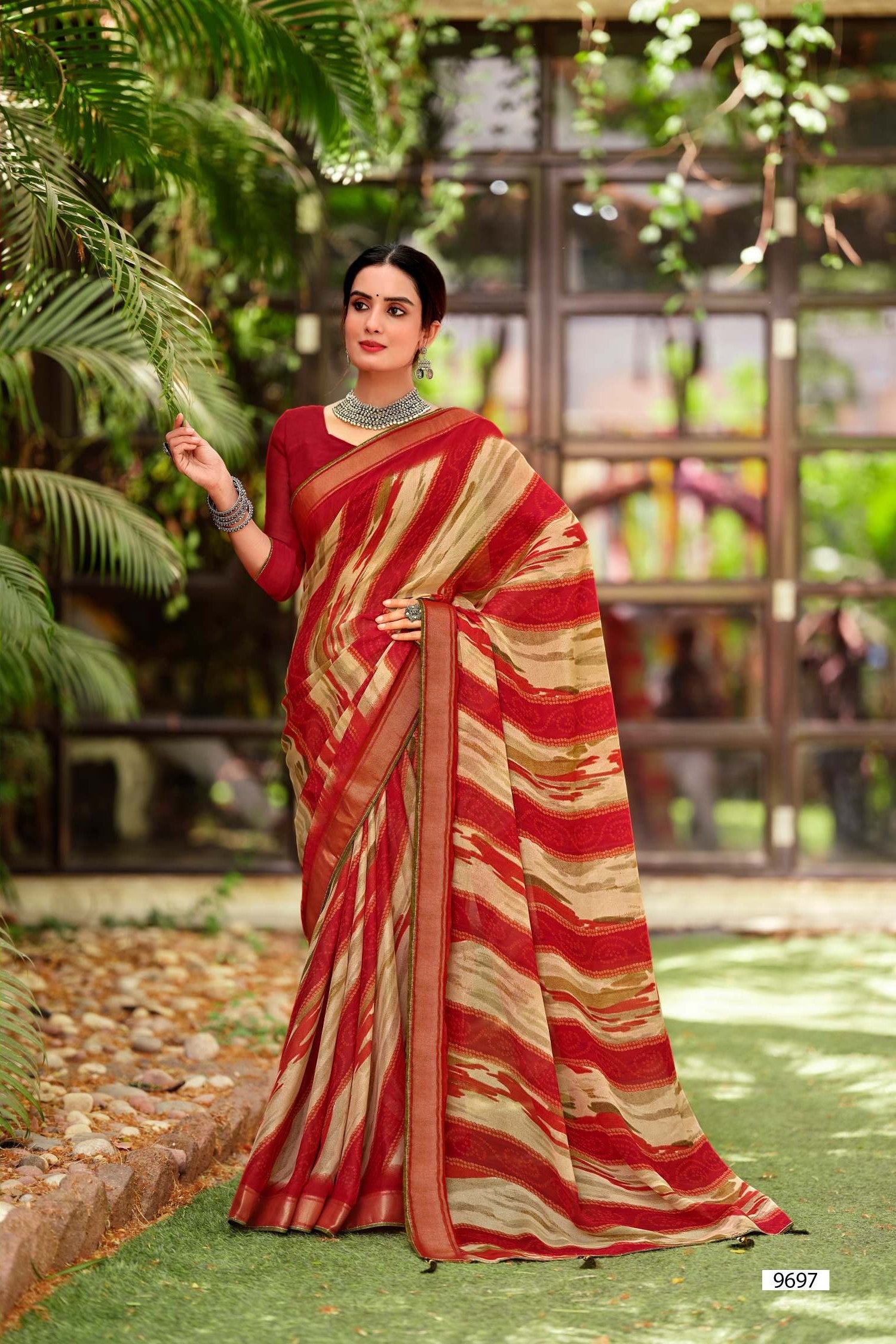 Krishnaleela Julliana-2 Fancy Fabrics Printed Saree with Designer Border - 8 PCS Set