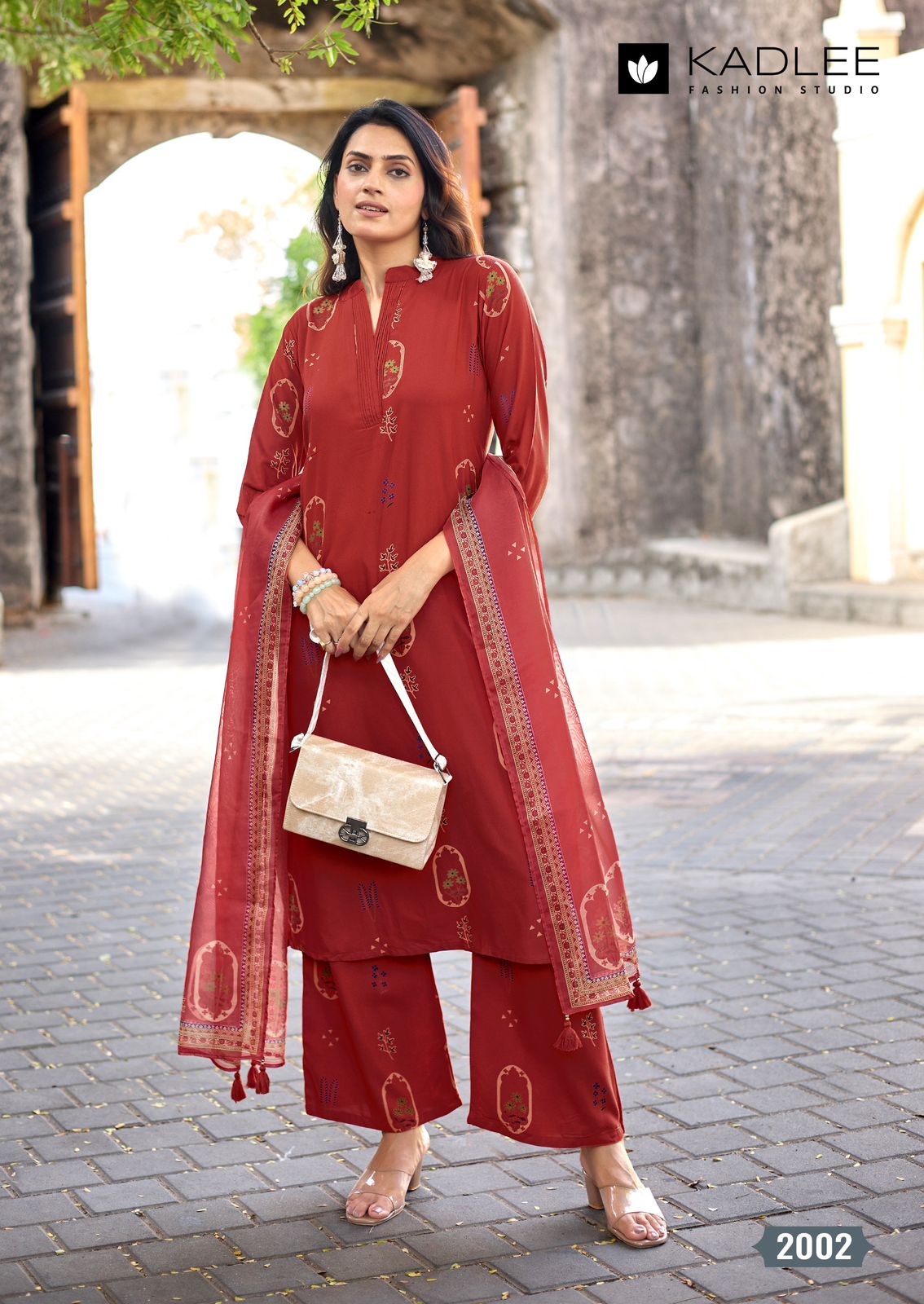 Kadlee Classy Look Rayon Printed Kurti Pant Dupatta Set 6 Pcs
