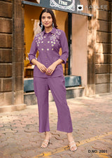 KADLEE Martina Viscose Weaving Embroidered Co-Ord 6 Pcs Set