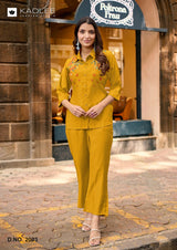 KADLEE Martina Viscose Weaving Embroidered Co-Ord 6 Pcs Set