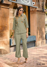 KADLEE Martina Viscose Weaving Embroidered Co-Ord 6 Pcs Set