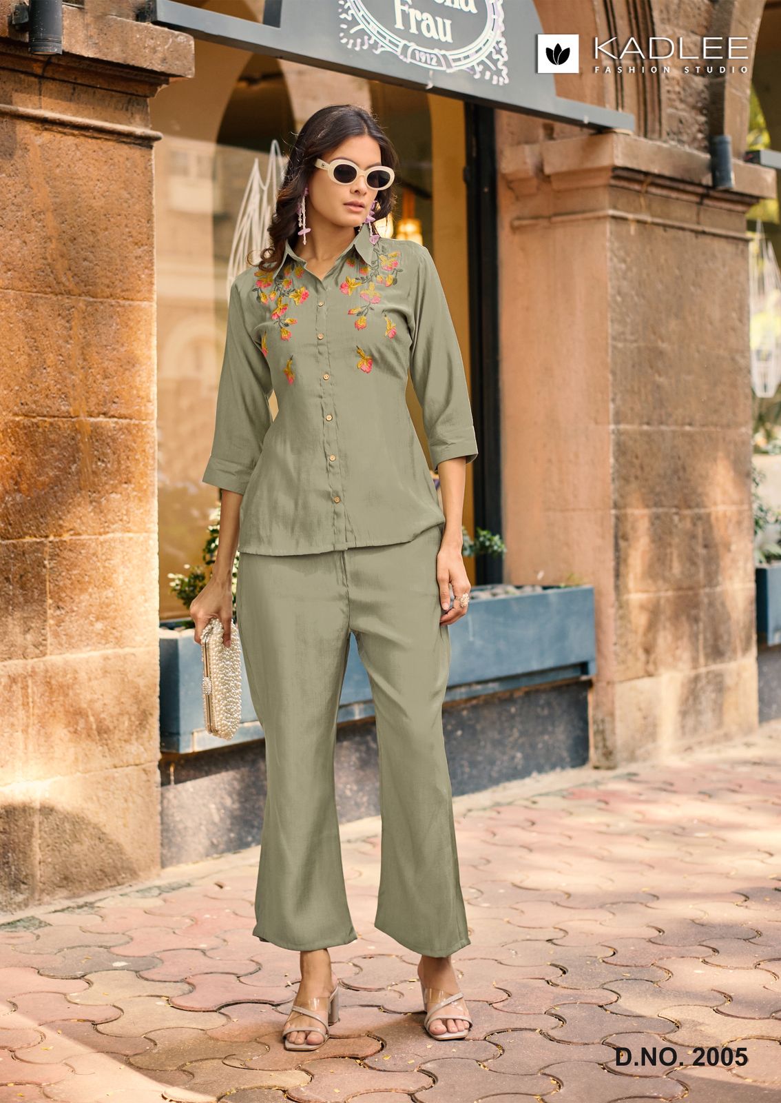 KADLEE Martina Viscose Weaving Embroidered Co-Ord 6 Pcs Set