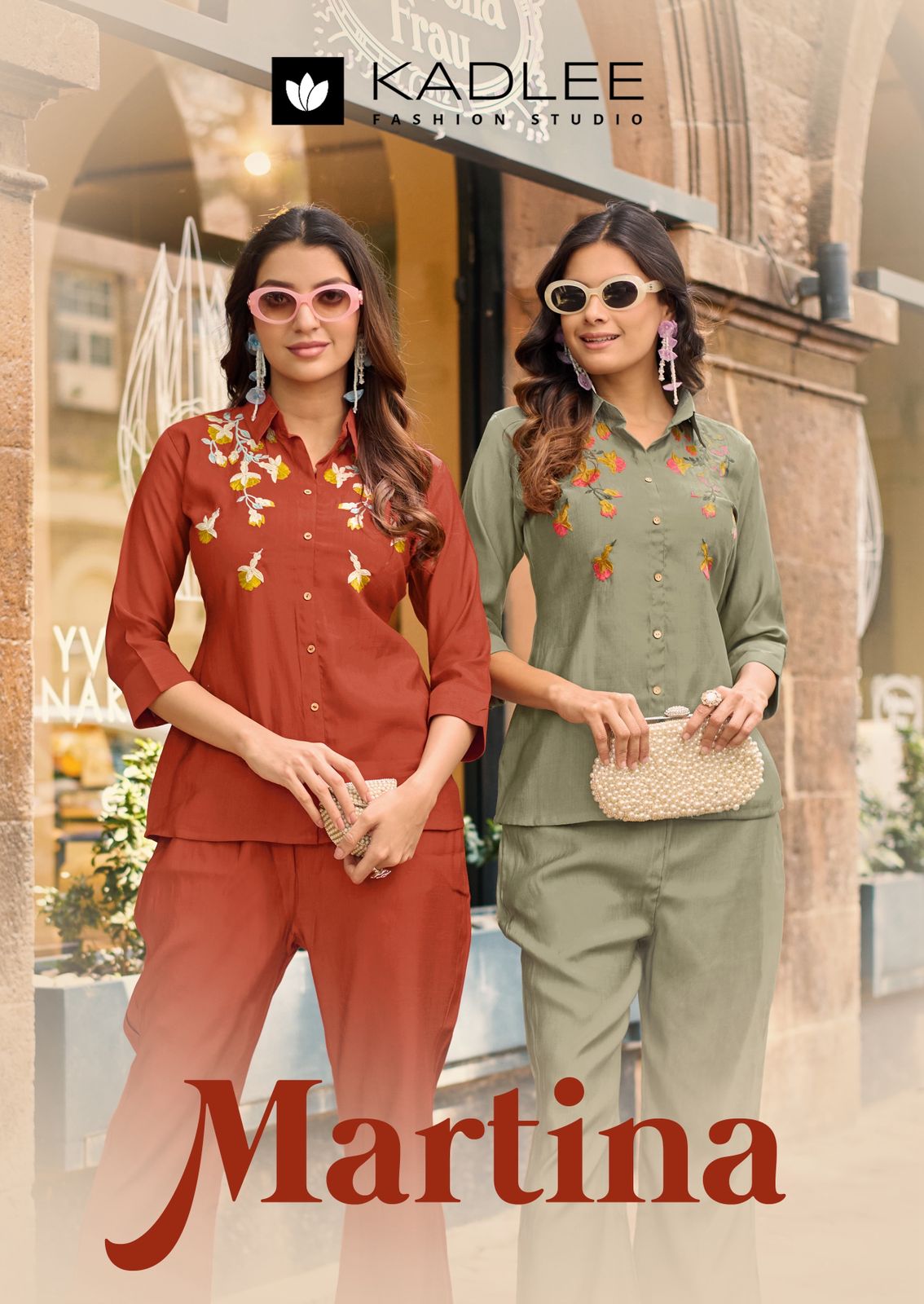 KADLEE Martina Viscose Weaving Embroidered Co-Ord 6 Pcs Set