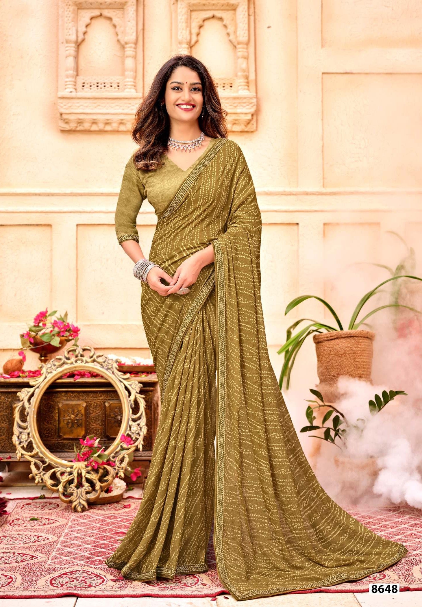 Krishnaleela Gujariya Fancy Print Saree – Set of 8 Pcs – M.R. Saree Emporium