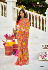 Krishnaleela Guzaarish Fancy Base with Pattern Printed Saree – 6 Pcs Set-M.R. Saree Emporium