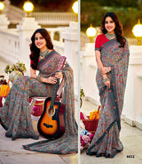 Krishnaleela Guzaarish Fancy Base with Pattern Printed Saree – 6 Pcs Set-M.R. Saree Emporium