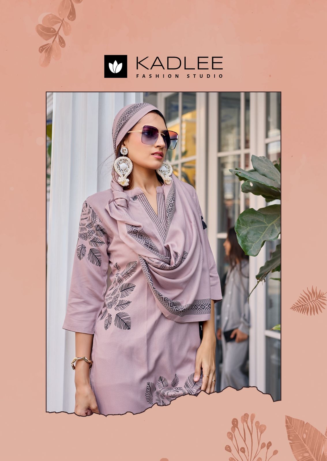Kadlee Kasturam Rayon Printed Kurti Pant Dupatta Set - 6 PCS Set - Designer Handwork Ethnic Wear - M.R. Saree Emporium