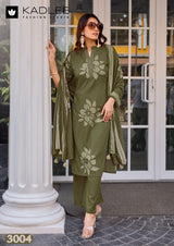 Kadlee Kasturam Rayon Printed Kurti Pant Dupatta Set - 6 PCS Set - Designer Handwork Ethnic Wear - M.R. Saree Emporium