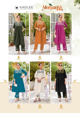 Kadlee Morpankh Rayon Flex Kurti Pant Set 6 Pcs Wholesale