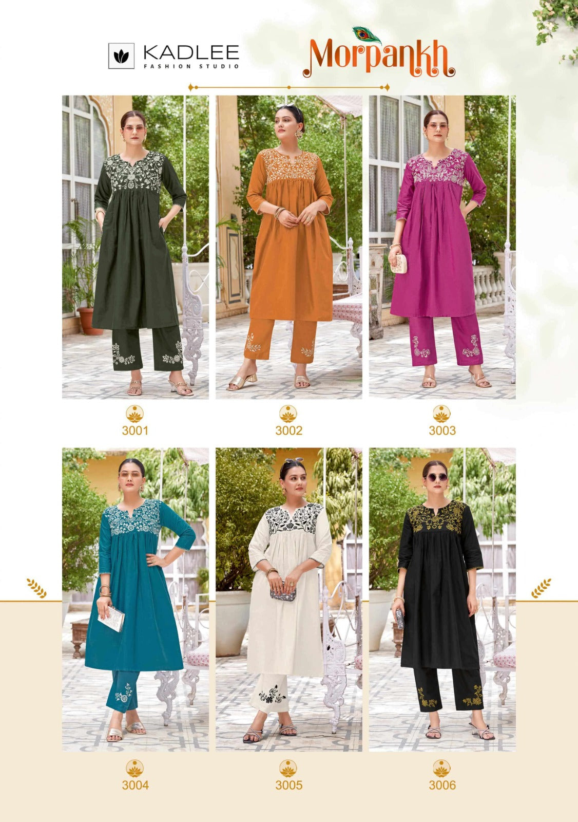 Kadlee Morpankh Rayon Flex Kurti Pant Set 6 Pcs Wholesale
