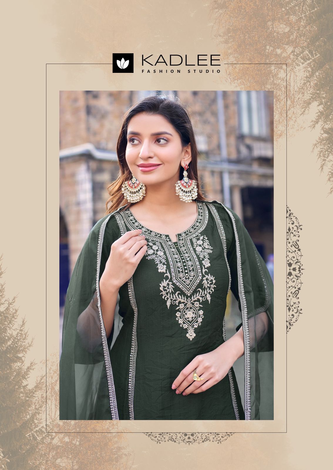 Kadlee Risha - Viscose Thread Work Kurti Pant With Dupatta 6 PCS Set Collection - Festive Wear By M.R. Saree Emporium