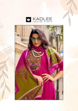 Kadlee Roopam - Mul Chanderi Hand Work Kurti Pant With Dupatta 5 PCS Set Collection - Premium Ethnic Wear By M.R. Saree Emporium