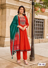 Kadlee Roopam - Mul Chanderi Hand Work Kurti Pant With Dupatta 5 PCS Set Collection - Premium Ethnic Wear By M.R. Saree Emporium