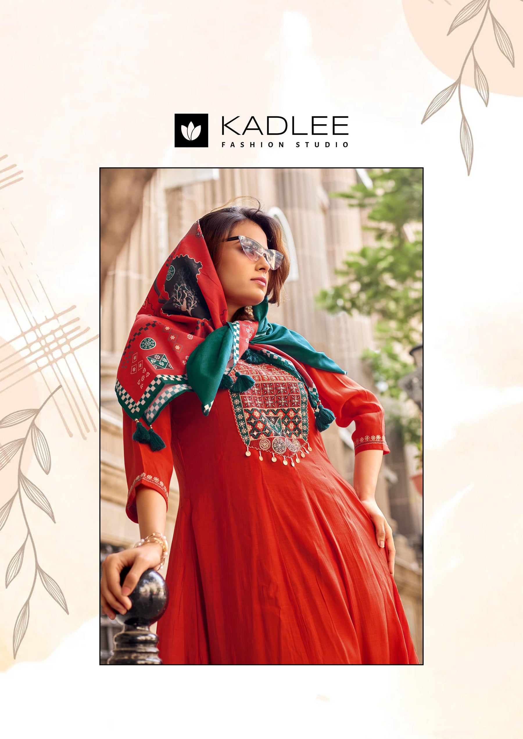 Kadlee Roopam - Mul Chanderi Hand Work Kurti Pant With Dupatta 5 PCS Set Collection - Premium Ethnic Wear By M.R. Saree Emporium