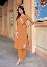 Kadlee Rose Wood - Rayon Printed Kurti With Bottom 6 PCS Set Collection - Daily Wear Ethnic Set By M.R. Saree Emporium