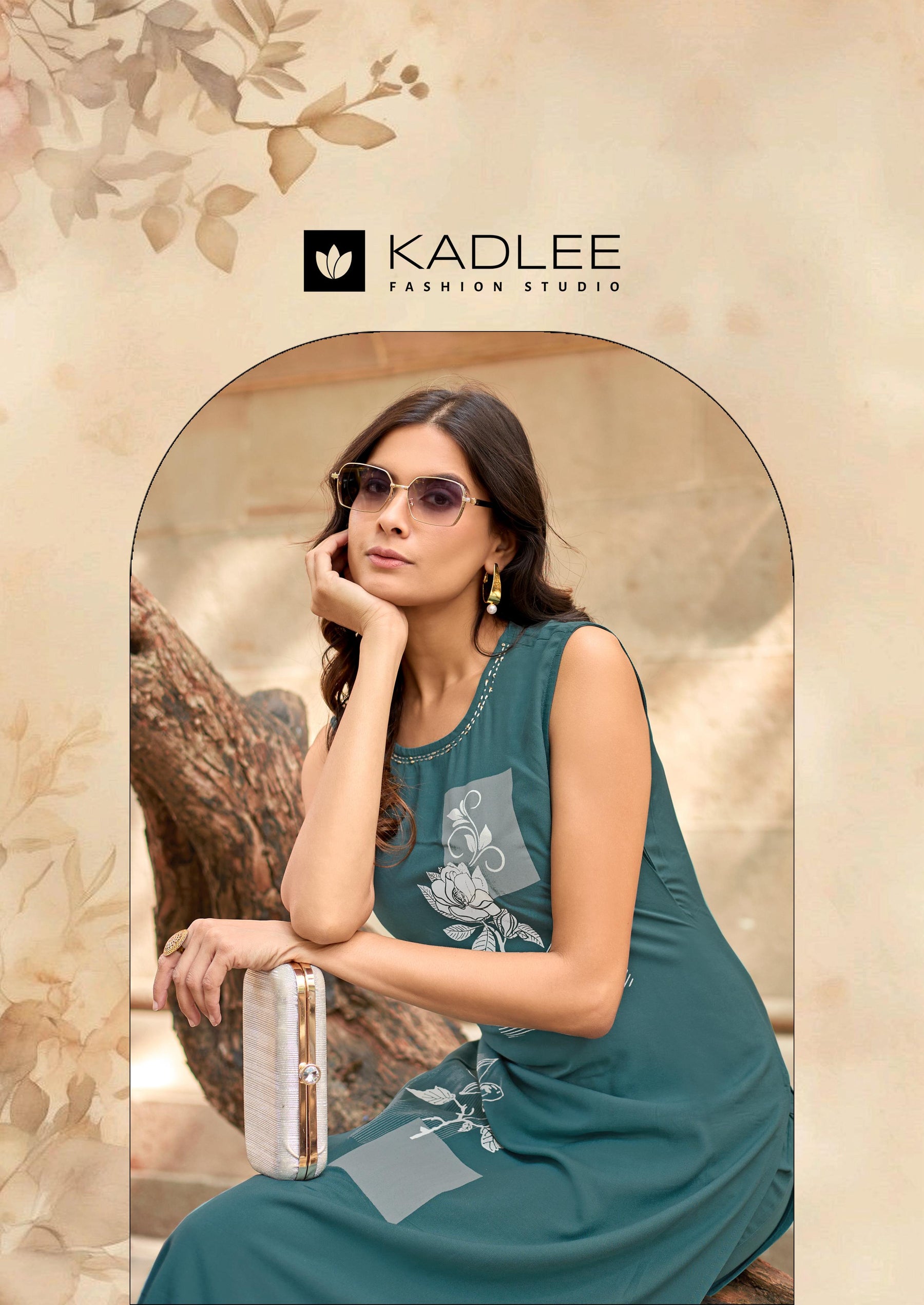 Kadlee Rose Wood - Rayon Printed Kurti With Bottom 6 PCS Set Collection - Daily Wear Ethnic Set By M.R. Saree Emporium