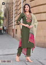 Kadlee Shagun - Russain Silk Thread Work Kurti Pant With Dupatta 4 PCS Set Collection - Festive Wear By M.R. Saree Emporium