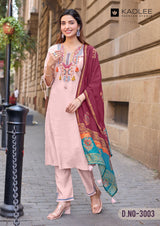 Kadlee Shagun - Russain Silk Thread Work Kurti Pant With Dupatta 4 PCS Set Collection - Festive Wear By M.R. Saree Emporium