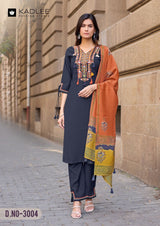 Kadlee Shagun - Russain Silk Thread Work Kurti Pant With Dupatta 4 PCS Set Collection - Festive Wear By M.R. Saree Emporium