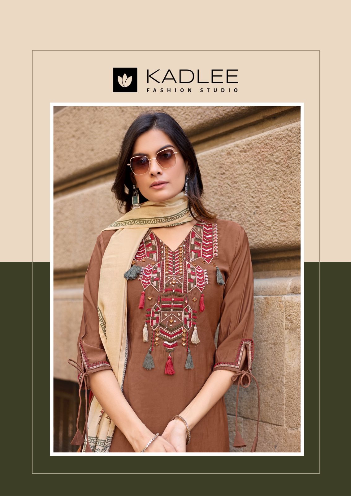 Kadlee Shagun - Russain Silk Thread Work Kurti Pant With Dupatta 4 PCS Set Collection - Festive Wear By M.R. Saree Emporium