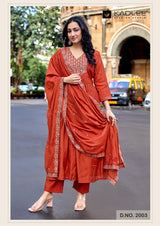 Kadlee Shehnaz - Mull Chanderi Handwork Kurti Pant With Dupatta 4 PCS Set Collection - Festive Wear By M.R. Saree Emporium