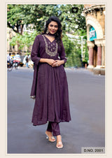 Kadlee Shehnaz - Mull Chanderi Handwork Kurti Pant With Dupatta 4 PCS Set Collection - Festive Wear By M.R. Saree Emporium