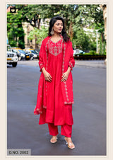 Kadlee Shehnaz - Mull Chanderi Handwork Kurti Pant With Dupatta 4 PCS Set Collection - Festive Wear By M.R. Saree Emporium