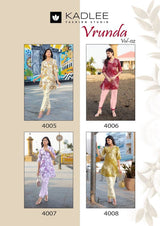 Kadlee Vrunda Vol 02 - Printed Cord Set Kurti Pant Collection 4 PCS - Trendy Casual Wear By M.R. Saree Emporium