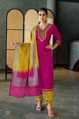 Vardan Viscose Weaving Kurti Set with Thread & Hand Work & Chanderi Dupatta -M.R. Saree Emporium