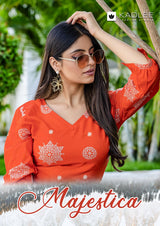 Majestica Design 6 Premium Rayon Printed Kurti Pant Set – Stylish Daily & Office Wear-M.R. Saree Emporium