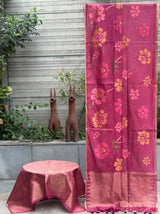 Kasturi Cotton Feel Jamdani Weave Jaal Saree – Elegant Floral Design-4 Pcs Set-M.R. Saree Emporium