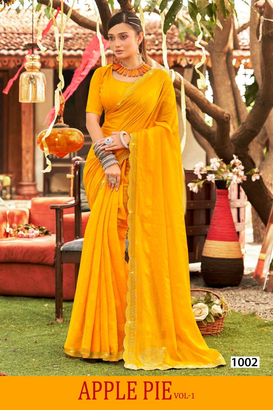 Kayaan Apple Pie Fancy Georgette Saree 6 Pcs Set Wholesale - Designer Printed Sarees – M.R. Saree Emporium