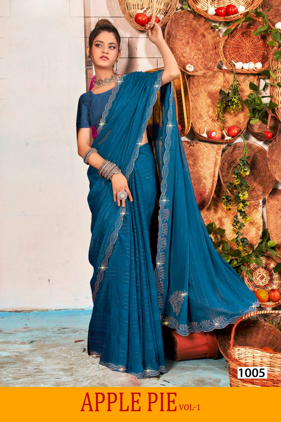 Kayaan Apple Pie Fancy Georgette Saree 6 Pcs Set Wholesale - Designer Printed Sarees – M.R. Saree Emporium