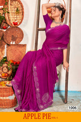 Kayaan Apple Pie Fancy Georgette Saree 6 Pcs Set Wholesale - Designer Printed Sarees – M.R. Saree Emporium