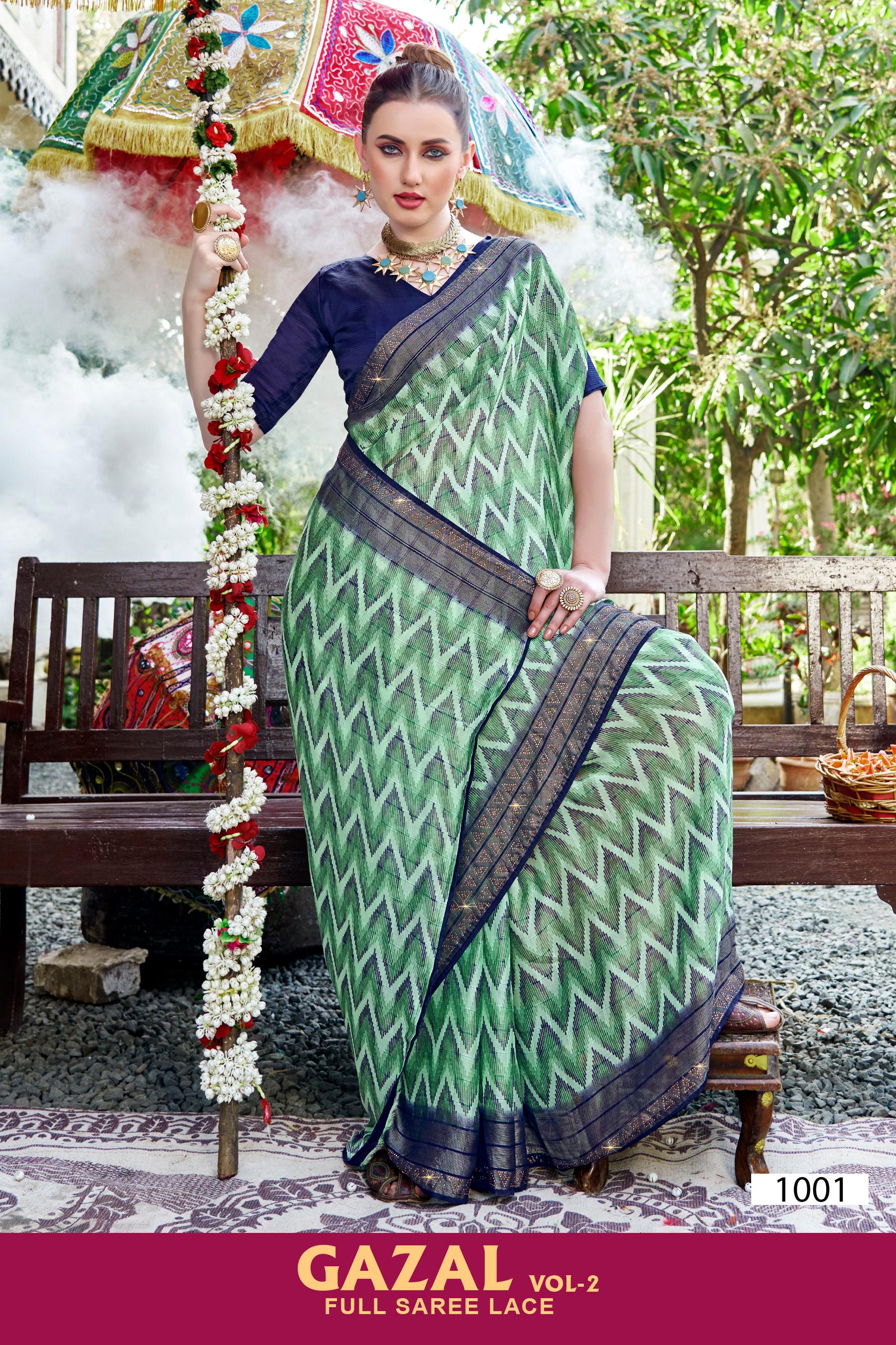 Kayaan Gazal Vol-2 Brasso Saree – 8 Pcs Set Wholesale | M.R. Saree Emporium