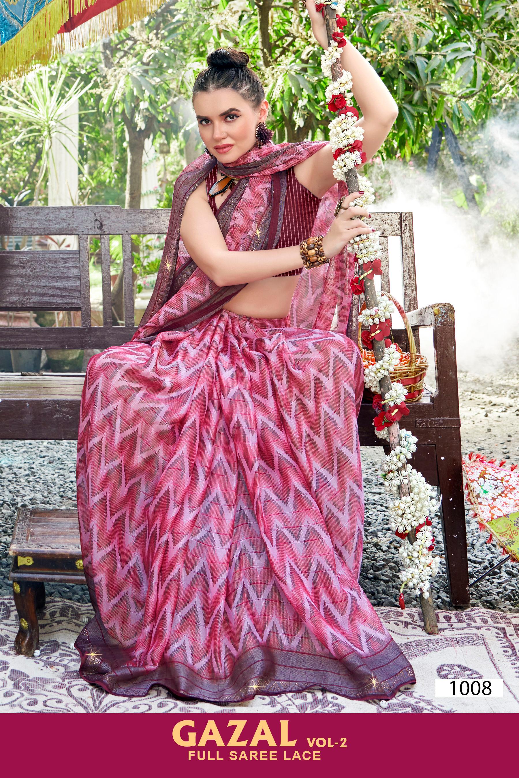 Kayaan Gazal Vol-2 Brasso Saree – 8 Pcs Set Wholesale | M.R. Saree Emporium